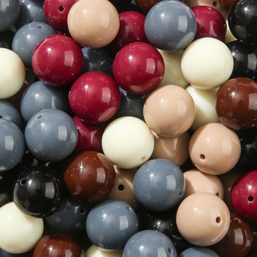 20mm Retro Color Acrylic Beads 180pcs Chunk Bubblegum Bead Pen Ball Beads for Pen Bag Jewelry Making Necklace Bracelets(Black&Brown) - color: black&brown