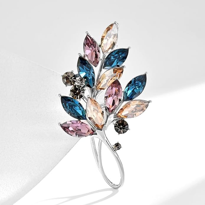 Leaf Brooches Rhinestone Freshwater Pearls Ginkgo Leaves Brooch Pin 18k Gold Plated Leaves Lapel Pins Jewelry Valentine's Day Birthday Gifts for Women Girls