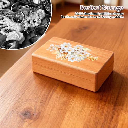 Travel Jewelry Case Small Wood Jewelry Organizer Jewelry Box for Women (Pine Wood Print B) - color: Pine Wood Print B