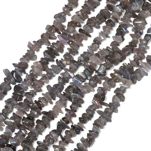 30in Labradorite Natural Chip Stone Beads 5-8mm About 230pcs, Irregular Drilled Gray Bead for Bracelets Jewelry Making Supplies for Adults, DIY Crafts. - color: Labradorite, size: 5-8mm Stone Chip Beads