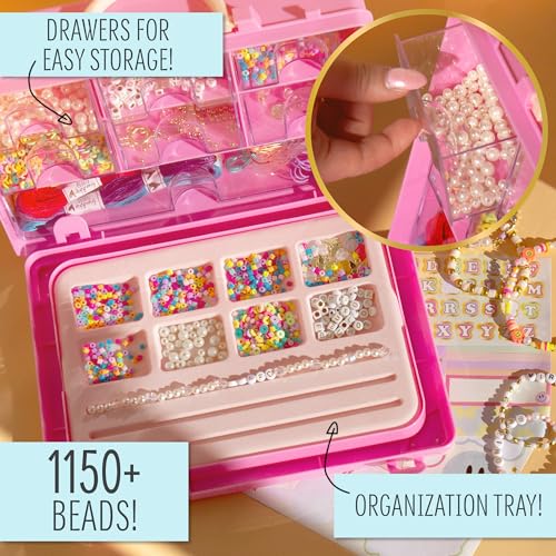 STMT Personalized Jewelry Studio, Create Over 50 Premium Pieces, Trendy Bracelet Making Kit, Includes Metal Bracelet Charms, Removable Beading Tray & Jewelry Making Supplies, Great Teen Girl Gifts - style: Personalized