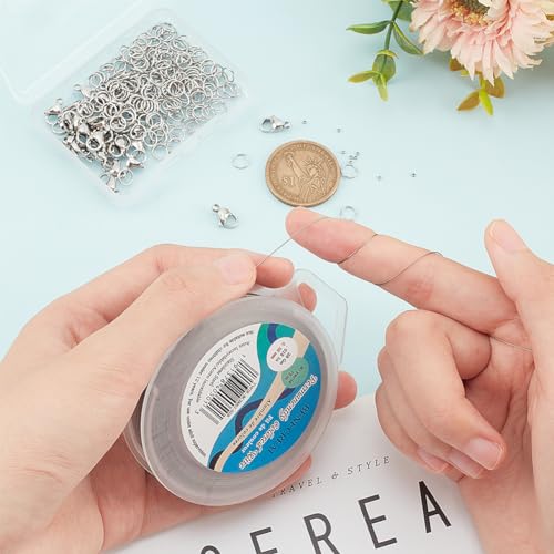 BENECREAT 240-Feet 0.015inch/0.38mm Stainless Steel 7-Strand Beading Wire with 200pcs Jump Rings, 50pcs Crimp Beads and 30pcs Lobster Claw Clasps for Jewelry Making - size: 0.38mm, style: 7 Strand