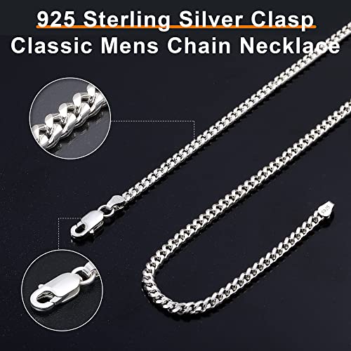 OCHCOH 925 Sterling Silver Clasp 3mm3.5mm4mm5mm7mm Cuban Link Chain Necklace for Men Diamond Cut Silver Chain Necklace for Women 16 18 20 22 24 26 28 30 Inch - size: 22 Inch, style: 3mm
