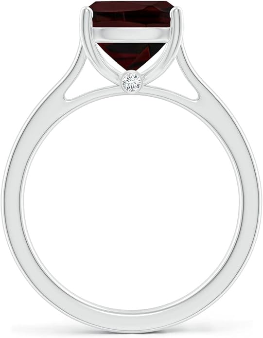 Angara Cushion Garnet Solitaire Ring in Sterling Silver/14K Solid Gold/Platinum | Natural Garnet Solitaire Ring for Women | January Birthday, Anniversary, Gemstone Jewelry Gift