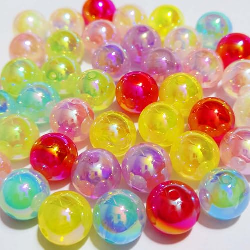 Mixed Lots Shiny AB Color Acrylic Bead DIY Beading Hairband Bracelets Necklace Craft Embelishment (Mixed Colors-Semitransparent AB Plated Milk) - color: Mixed Colors-Semitransparent AB Plated Milk