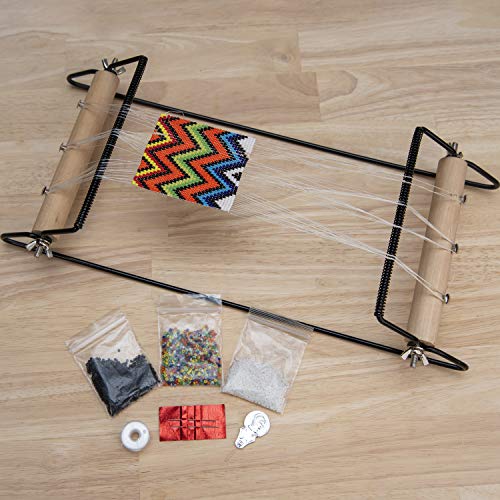 The Beadsmith Extra Wide Metal Bead Loom Kit, Includes Extra Wide Loom (14.5" x 6" x 8.5"), Thread, Needles, and 36 Grams Glass Beads for Bracelets, Necklaces, Belts, and More
