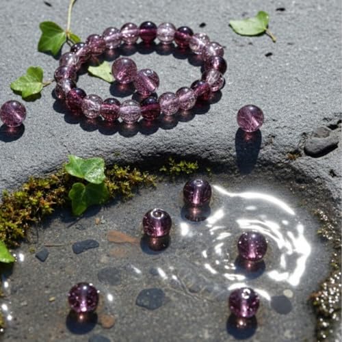 DandS ltd Crackle Lampwork Glass Beads for Jewelry Making, Hematite Quartz, Vibrant DIY Bracelets, Necklaces, Beading Supplies & Craft Kits for Handmade Jewelry, 80pcs 0.39 inch (10mm), #J263-10 - color: Hematite Quartz