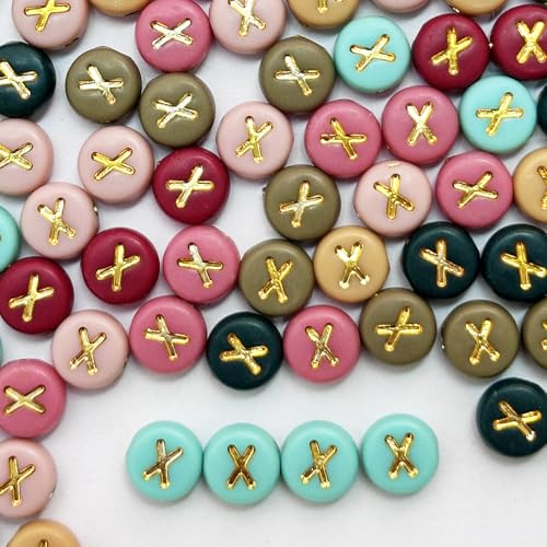 200PCS Round Letter Beads,4x7mm Color Acrylic Alphabet X Beads Letter X Beads with Letters for Bracelet Making Necklace Keychain Jewelry DIY (Letter X) - color: Letter X