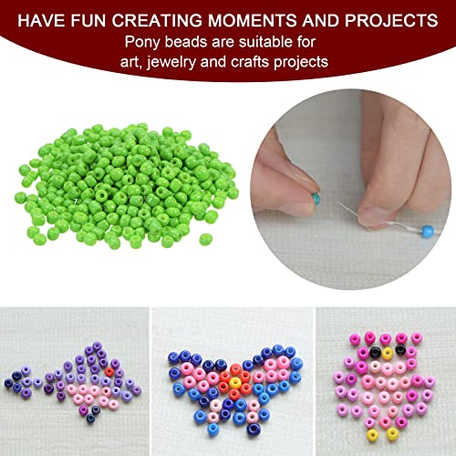 HARFINGTON 2000Pcs Small Glass Beads 6/0 4mm Loose Tiny Round Small Beads for Bracelet Earring Rings Jewelry Making, Grass Green - color: Grass Green