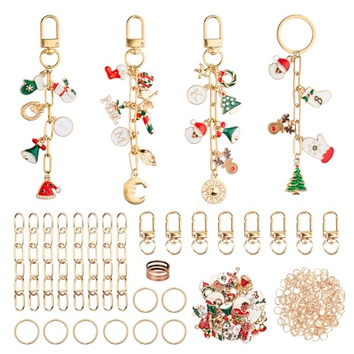 HOMAR 105Pcs DIY Keychain Making Kit Bag Charm Jewelry Chain Making 30 Charms 8 Keychain Clips with Key Ring 8 Extender Chains 50 Jump Ring for DIY Craft Supplies Accessories(Christmas) - color: Christmas-105PCS