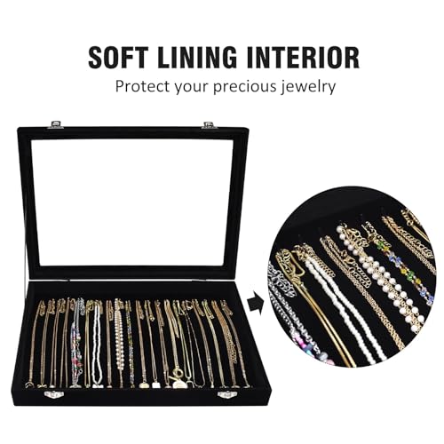 Vicoter Velvet Necklace Display Jewelry Tray 20 Hook Necklace Tray Necklace Pendant Jewelry Tray for Women and Girls - color: Black, size: 20 Hook