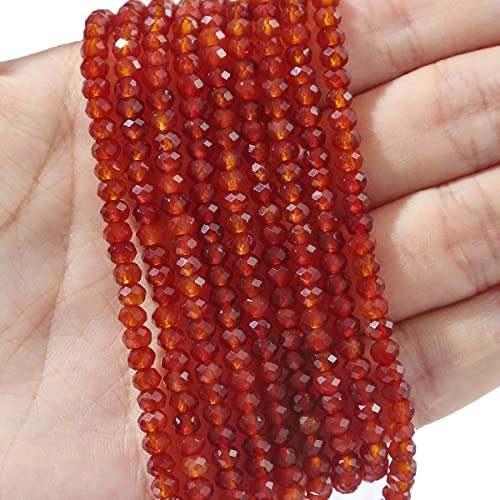 BEADIA Natural Red Agate Beads 4x2mm 120pcs Faceted Rondelle Loose Semi Gemstone Beads for Jewelry Making Design - color: Red Agate
