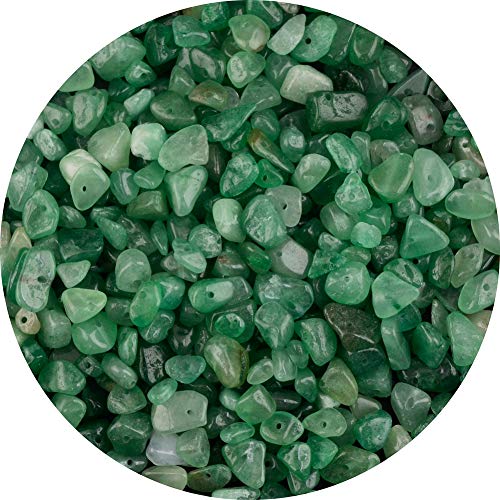 Natural Chip Stone Beads Green Aventurine 5-8mm About 400 Pieces Irregular Gemstones Healing Crystal Loose Rocks Bead Hole Drilled DIY for Bracelet Jewelry Making Crafting (5-8mm, Green Aventurine) - color: Green Aventurine