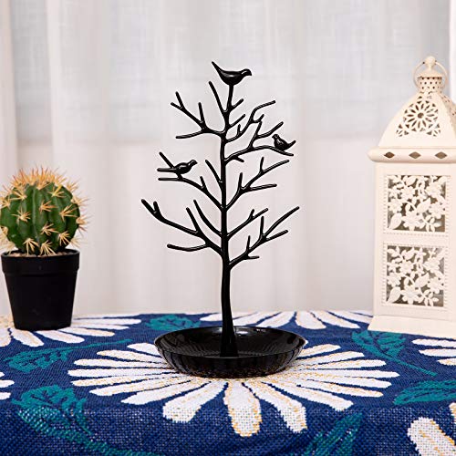 Jewelry Tree Necklace Earring Holder Modern Cute Bird Jewelry Stand for Women Girls Teen Black - color: Black