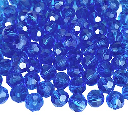 Jmassyang 100 Pieces 8mm Faceted Round Crystal Glass Beads Spacer Beads for Jewelry Making, Bracelets Necklaces Earrings Wind Chimes Suncatchers(Blue) - color: Blue, size: 8mm