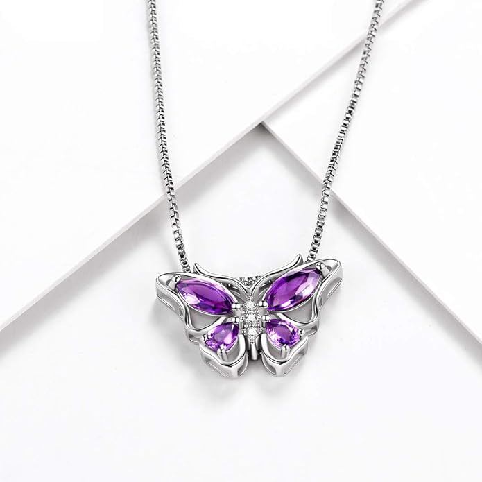 Aurora Tears Butterfly Jewelry,Women 925 Sterling Silver Butterflies Birthstone Pendant Necklace/Earrings/Rings Wedding Gift