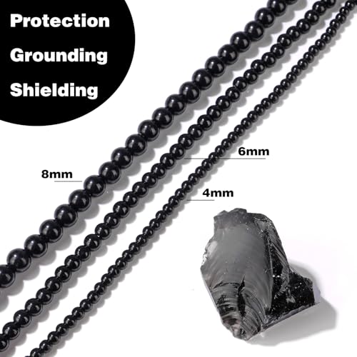 Raicegs 100pcs 4mm Black Tourmaline Beads Natural Gemstone Beads Round Loose Beads for Jewelry Making DIY Bracelets Necklace - color: Black Tourmaline, size: 4mm Round