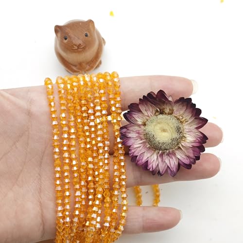 3mm4mm 1100pcs 800pcs Bicone Beads Crystal Glass Faceted Beads for Necklace Bracelet Earrings DIY Jewelry Crafts Making Project (3mm OrangeAB) - color: 3mm OrangeAB