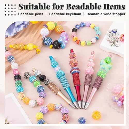 202 PCS HUISUYTON Rhinestone Beads for Jewelry Making, Included 70 Pcs Rhinestone Bead and 132 Pcs Spacer Bead, Sparkly Crystal Clay Beads for Bracelet Baseball Necklace Earring Crafting - color: 202 PCS Rhinestone Beads Mixed Set