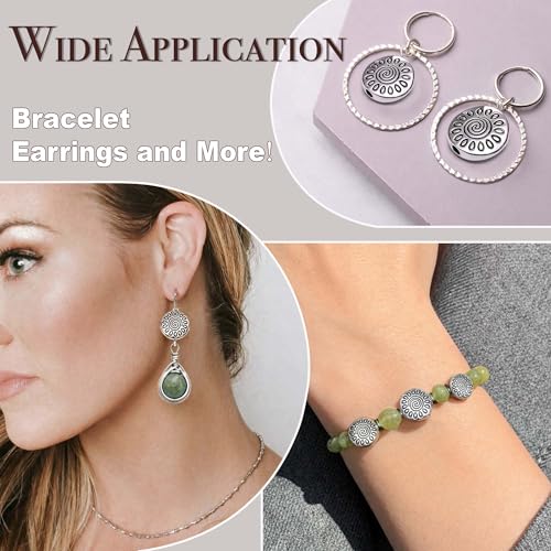 Tibetan Silver Spacer Beads 10mm Flat Round – 67pcs Metal Spacer Beads for Jewelry Making, Bracelets, Necklaces & Earrings DIY Supplies, Antique Silver Zinc Alloy - color: Silver Round