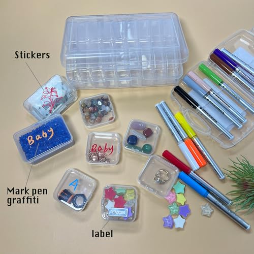 Clear Plastic Organizer Box 18 Pack-Multi Sized Containers with Lids for Beads,Crafts,Small Items,Stackable,Clear Storage Solution Home and Office Organization,Craft Supply,Bead Storage - size: 18 Pieces Mixed Set