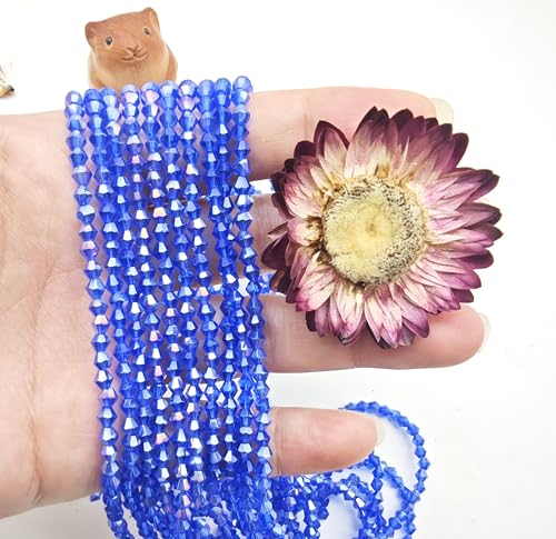 3mm4mm 1100pcs 800pcs Bicone Beads Crystal Glass Faceted Beads for Necklace Bracelet Earrings DIY Jewelry Crafts Making Project (4mm BlueAB) - color: 4mm BlueAB