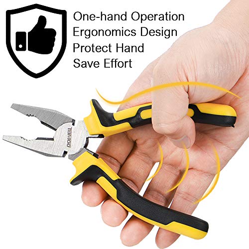 DOWELL Lineman's Pliers with Wire Cutter - 7 Inch Nickel Chromium Steel Construction Professional Handle - size: 7" Lineman's Pliers