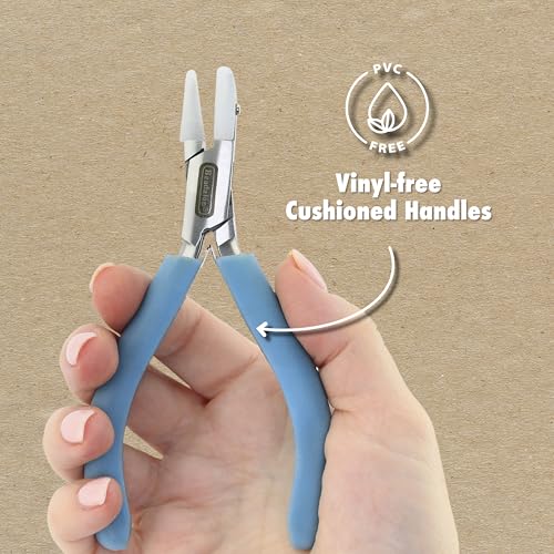 Beadalon Designer Series Nylon Jaw Pliers, Round Nose, Pacific Blue Vinyl-Free Grips, Stainless Steel, 5.25 in - color: Pacific Blue, style: Round Nose