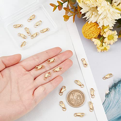 Beebeecraft 1 Box 20Pcs 18K Gold Plated Lobster Claw Clasps 12x6x3mm Jewelry Clasps Connectors with Bead Open Jump Ring for Bracelet Necklace Jewelry Making - color: Gold-20pcs