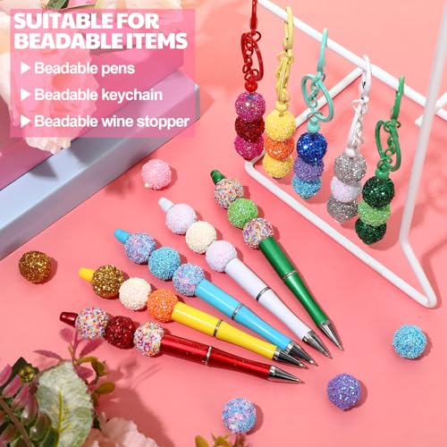40 Pcs 20 mm Rhinestone Beads Bulk Crystal Round Disco Ball Chunky Bubblegum Beads for Pens Bracelets Charms Craft European Style Jewelry Making Supplies Christmas(Glitter) - color: glitter