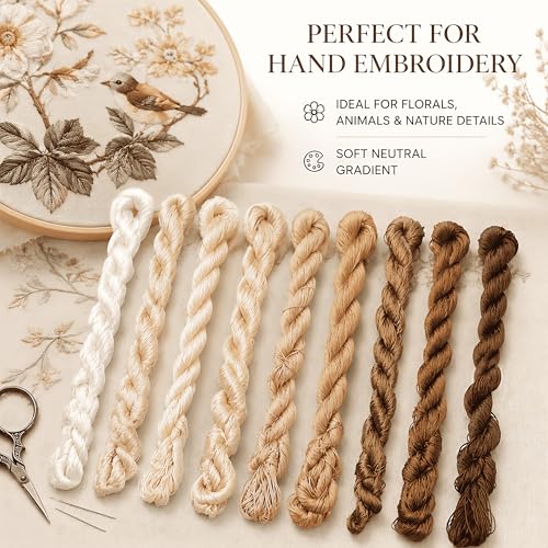 Natural 100% Silk Thread, Handmade Embroidery Thread Silk Floss 9 Colors 110m Each (62) - color: 62