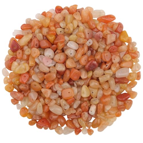 400pcs Natural Chip Stone Beads for Jewelry Making Red Aventurine 5-8mm Irregular Gemstones Healing Crystal Loose Rocks Bead Hole Drilled for Ring Earrings Necklace Bracelet Making DIY Art Crafts - color: Red Aventurine-(2 Strands-62")