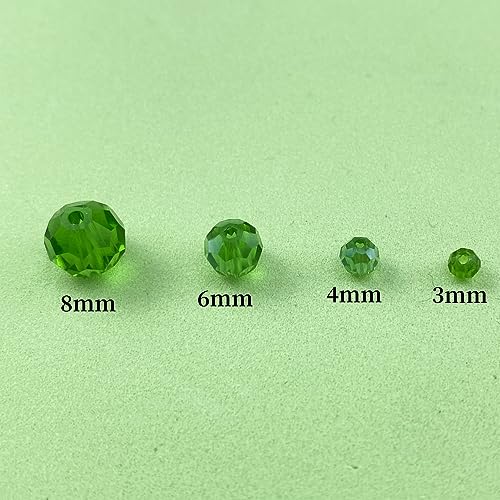 100pcs 8mm Round Crystal Glass Beads Round Faceted Spacer Beads for Jewelry Making Bracelet Earring Necklace Wind Chimes Suncatchers DIY Craft Making Supplies(Green Series) - color: Green Series, size: 8mm