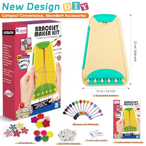 Friendship Bracelet Making Kit for Girls Ages 8-12, Kids Jewelry Making Kit with 28 Pre-Cut Threads and Letter Beads, Arts and Crafts for Kids, Birthday Easter Gifts for 6 7 8 9 10 11 12 Year Old - color: Cyan