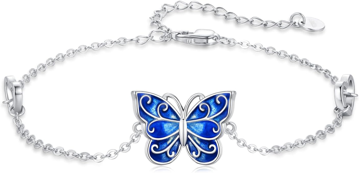 Dragonfly Bracelet 925 Sterling Silver Butterfly Bracelet Adjustable Celtic Moon Bracelet Irish Celtic Jewelry Gifts for Women