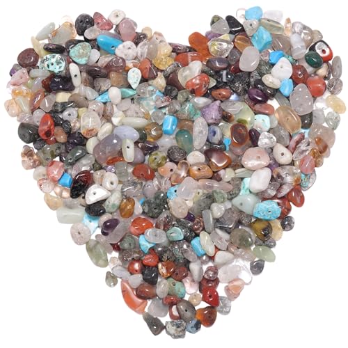 400pcs Natural Chip Stone Beads for Jewelry Making Multicolor 5-8mm Irregular Gemstones Healing Crystal Loose Rocks Bead Hole Drilled for Ring Earrings Necklace Bracelet Making DIY Art Crafts - color: Multicolor (2 Strands-62")