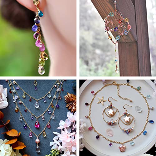 Craftdady 80Pcs Glass Teardrop Beads 14x10mm 10 Colors Transparent Two Tone Water Drop Top Drilled Spray Painted Glass Crystal Loose Beads Charms for DIY Jewelry Crafts Making - color: 10 Colors, 14x10mm