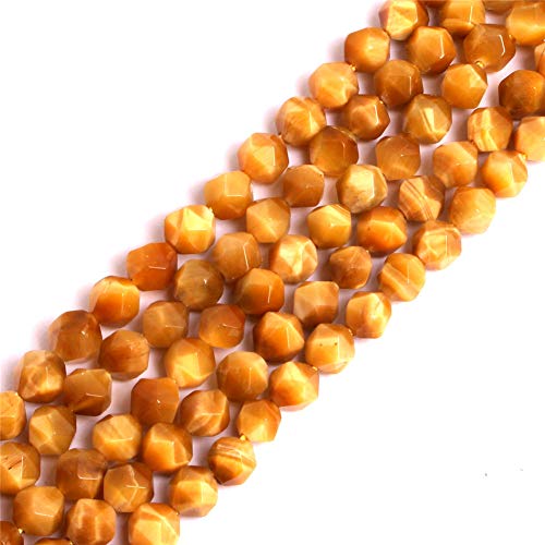 GEM-Inside Natural 8mm Gold Yellow Tiger Eyes Gemstone Loose Beads Faceted Cambay Crystal Energy Stone Power for Jewelry Making 15" - color: Gold Yellow Tiger Eye, size: 8mm