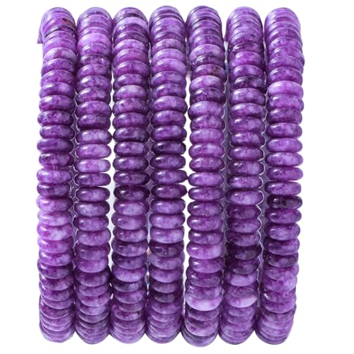 Natural Dark Amethyst Disk Stone Spacer Beads 6x2mm 38cm/str Flat Rondelle Loose Semi Gemstone Caps for Making Bracelets Necklace - color: Dark Amethyst