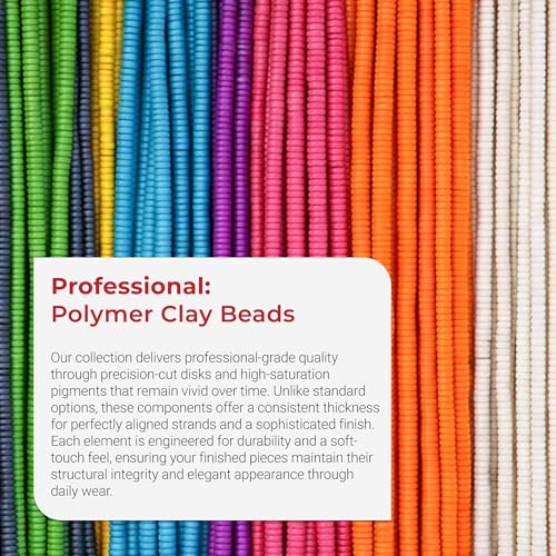 Mandala Crafts Gold Heishi Beads 8mm – 1500 Flat Polymer Disc Clay Beads for Adult Jewelry Making Spacer Beads, Bracelets, Necklaces, and Earrings - color: Gold, size: 8mm 1500 PCs