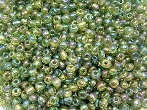 Czech Glass Seed Beads Crystal Clear Size:6/0 40 gr / 1.4 oz… (Lime Green Iridescent) - color: Lime Green Iridescent