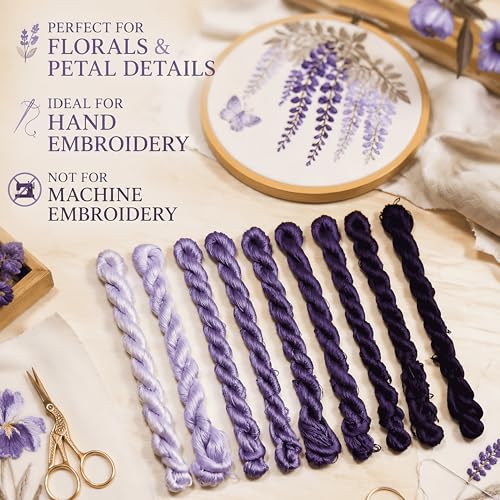 Natural 100% Silk Thread, Handmade Embroidery Thread Silk Floss 9 Colors 110m Each (74) - color: 74