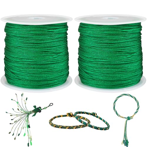 Green Nylon Beading Cord,100 Yards 0.8mm Nylon String Cord Macrame Thread for for Jewelry Making,Friendship Bracelets, Necklace, Beading - color: Green