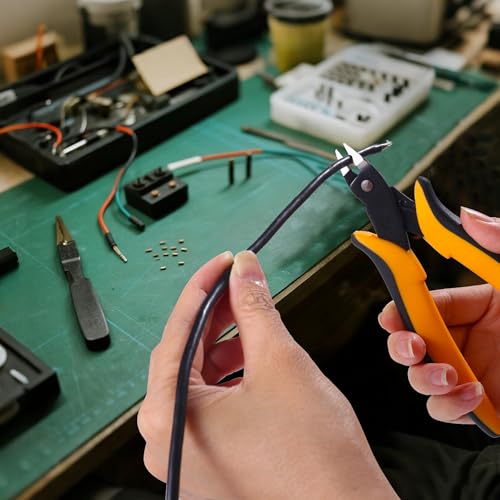 Micro Wire Cutters, 5.4 Inch Flush Cutters, 3 Pack Sharp Spring Loaded Micro Diagonal Cutters for Jewelry, Zip Ties, Electronics & DIY with Soft Grip Handles (Yellow & Black) - color: 3 Pack