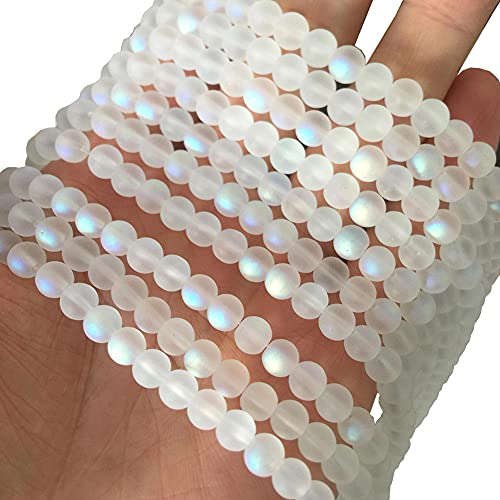 200 Pcs Matte Crystal Glass Beads Mermaid Aurora Beads with Hole Jewelry Making Crafts DIY 8mm - size: 8mm