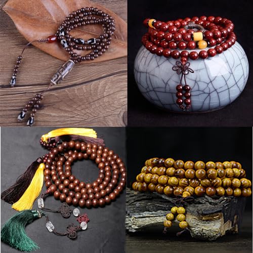 8mm Massive Beads Natural Wooden Round Loose Beads Jewelry Making with Thread 200 PCS(Padouk, 8mm) - color: Padouk, size: 8mm