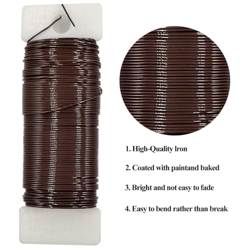 22 Gauge Coffee Metal Floral Wire, 38 Yards/35 Meters,for Christmas Wreaths,Tree Decoration,Flower Arrangement,Craft Wire,Flower Wire,Garden Wires,Flowers Bouquet Accessories,Jewelry Wires DIY - size: 22Gauge-Coffee-1P/38Yards