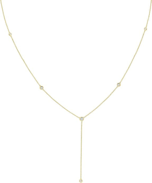 Gold Necklace for Women, Dainty Gold Long Necklaces 14k Gold Plated Prom Lariat Necklace Cute Choker Necklaces for Women Trendy Stuff Fashion Costume Gold Accessories Christmas Jewelry Gifts