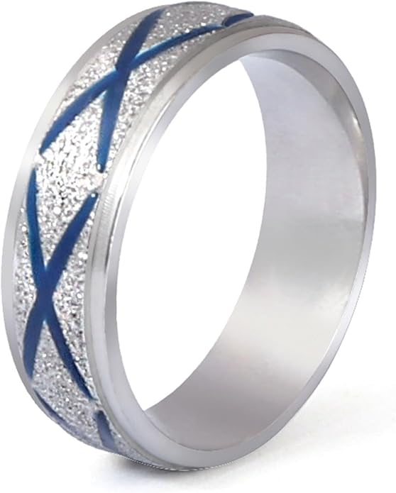 Enamel Band Rings for Women Men Stainless Steel Blue/Orange Ring Couple Enamel Valentine's Day Jewelry Gift