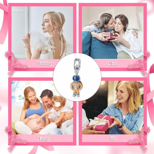 Charm for Bracelets and Necklaces, Heart Animals 925 Sterling Silver Bead Celestial Sun Moon Star Charms Jewelry Gift for Women Girls - color: Astronaut Dangle Charm